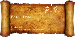 Peti Irma névjegykártya